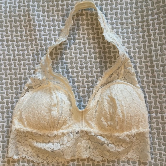 NWT Aerie Ivory Animal Lace Halter Bralette - Picture 3 of 6